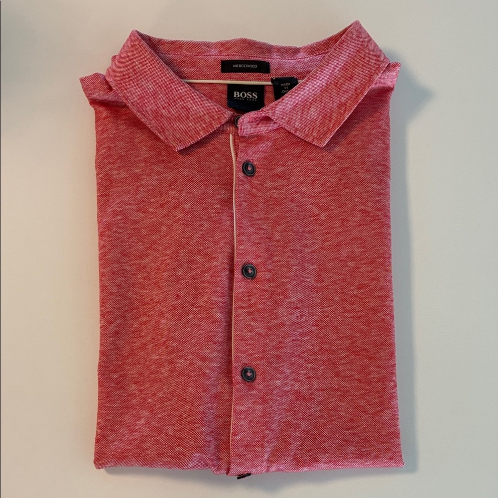 Boss Casual Crimson Color Button Down Shirt